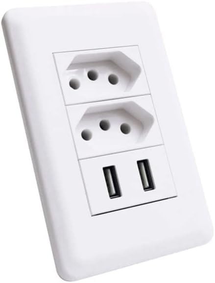 Tomada Dupla com Carregador USB-A e USB-C Integrado - Moderna e Prática para Sua Casa