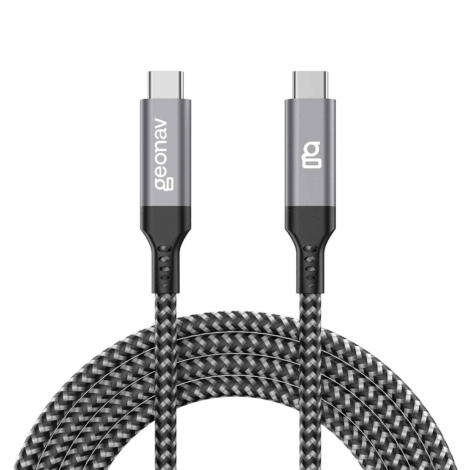 Cabo USB-C Geonav 20Gb/s: Transferência Rápida e Carregamento 100W | 1.5m Nylon Trançado