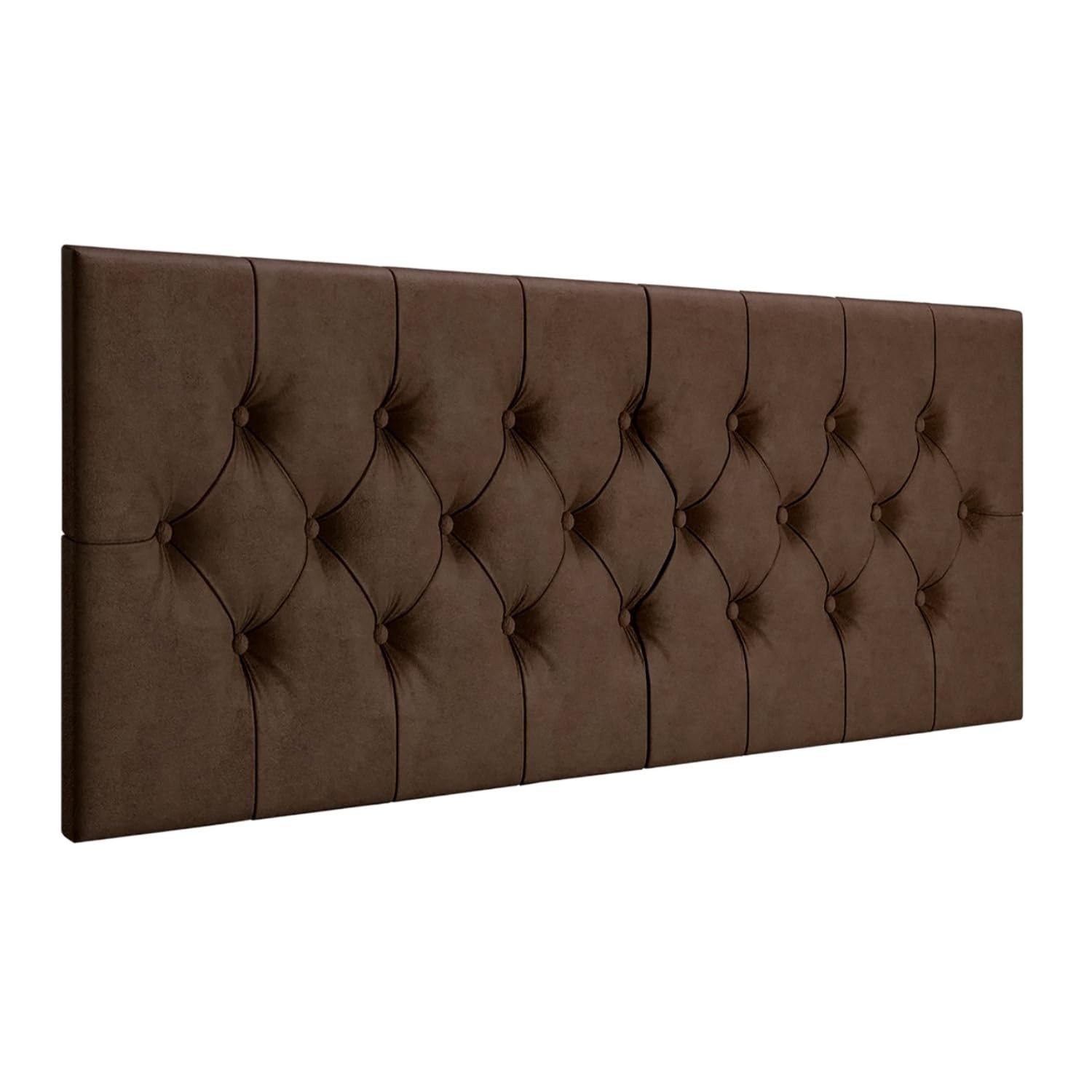 Cabeceira Capitonê para Cama Box Casal Queen 1,60m - Suede Marrom com Design Moderno