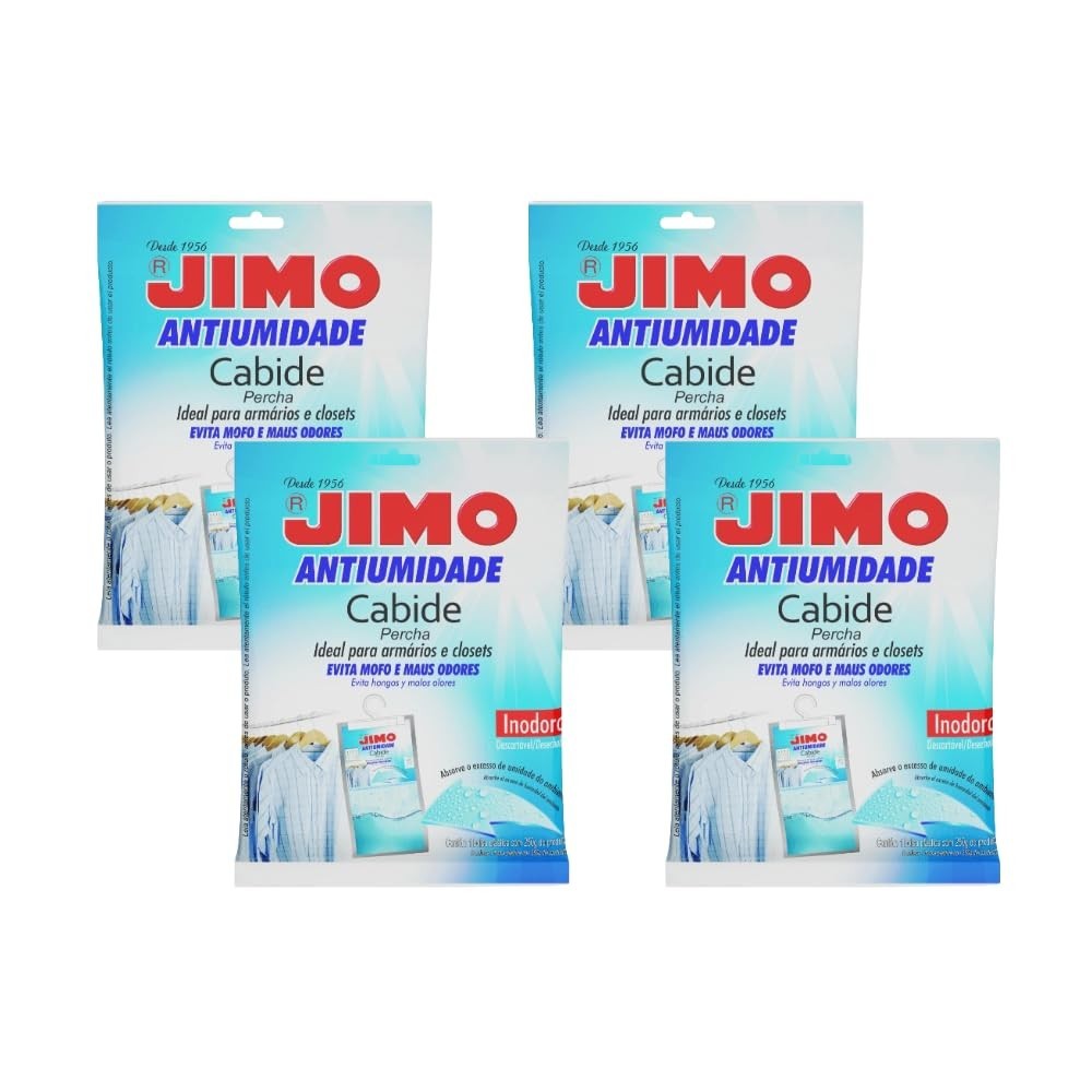 Kit 4 Unidades Jimo Antiumidade Cabide 250g - Elimine Umidade, Mofo e Bolor