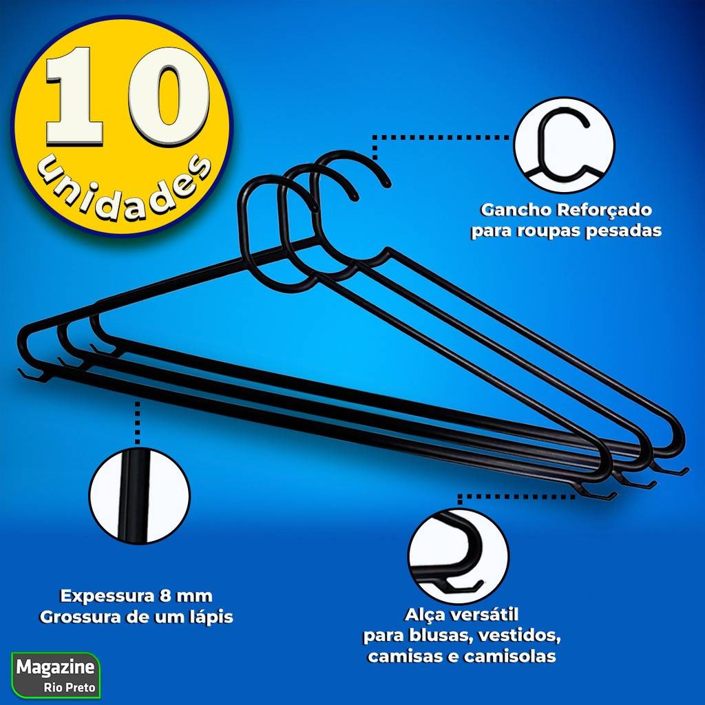 Cabides Antideslizantes: Kit 10 Premium Reforçados