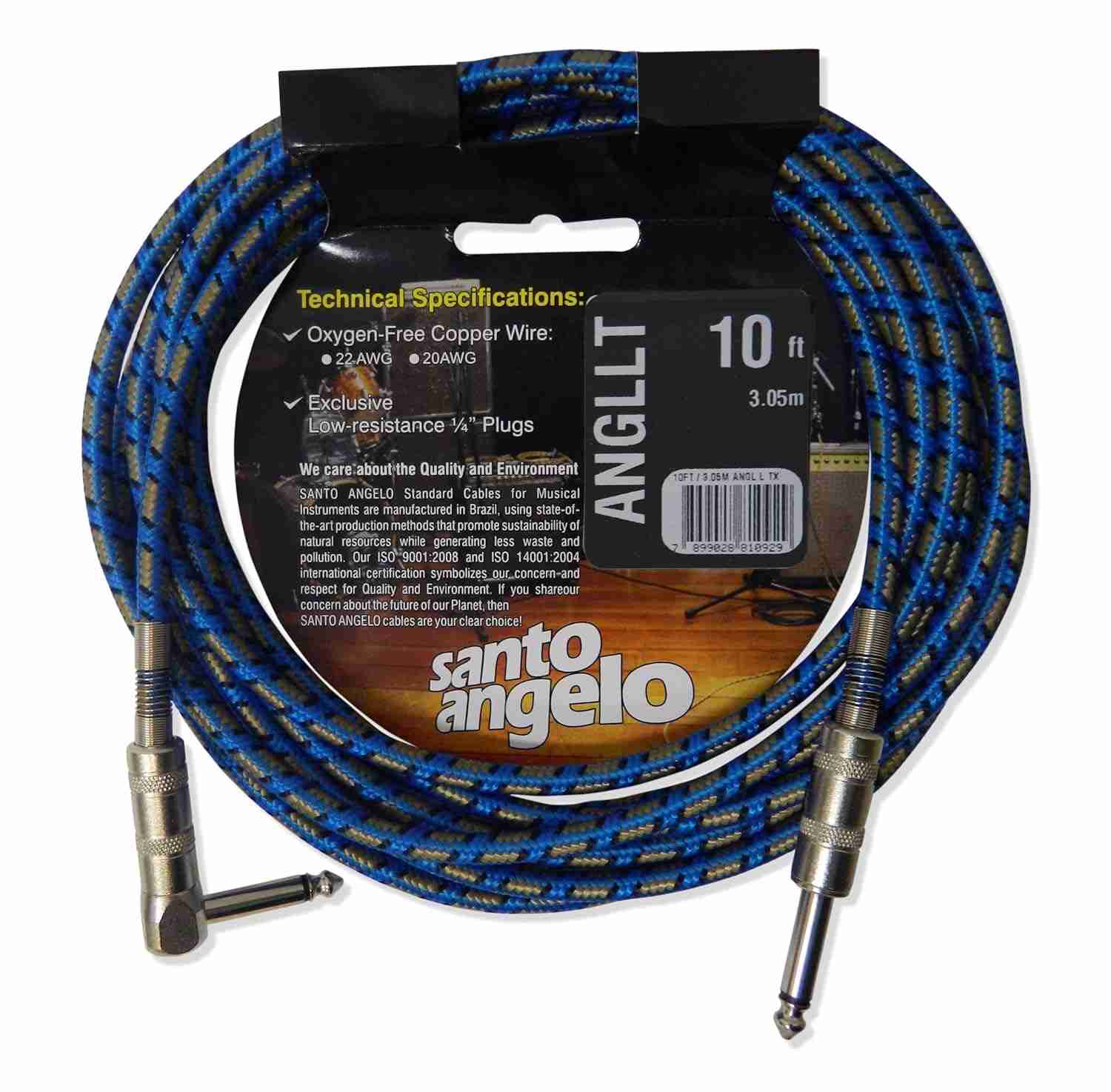 Cabo de Guitarra Angel TX 3,05m Santo Angelo: Som Impecável com Conectores 90º e Revestimento Têxtil