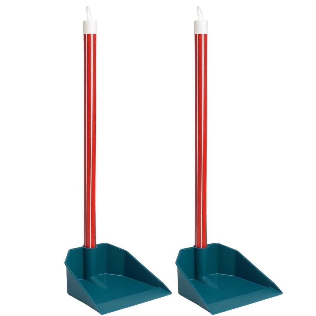 Kit 2 Pás de Lixo Coletora Grande Reforçada com Cabo Longo - Tipo Noviça Multiuso Ergonômica para Casa e Ambientes Comerciais