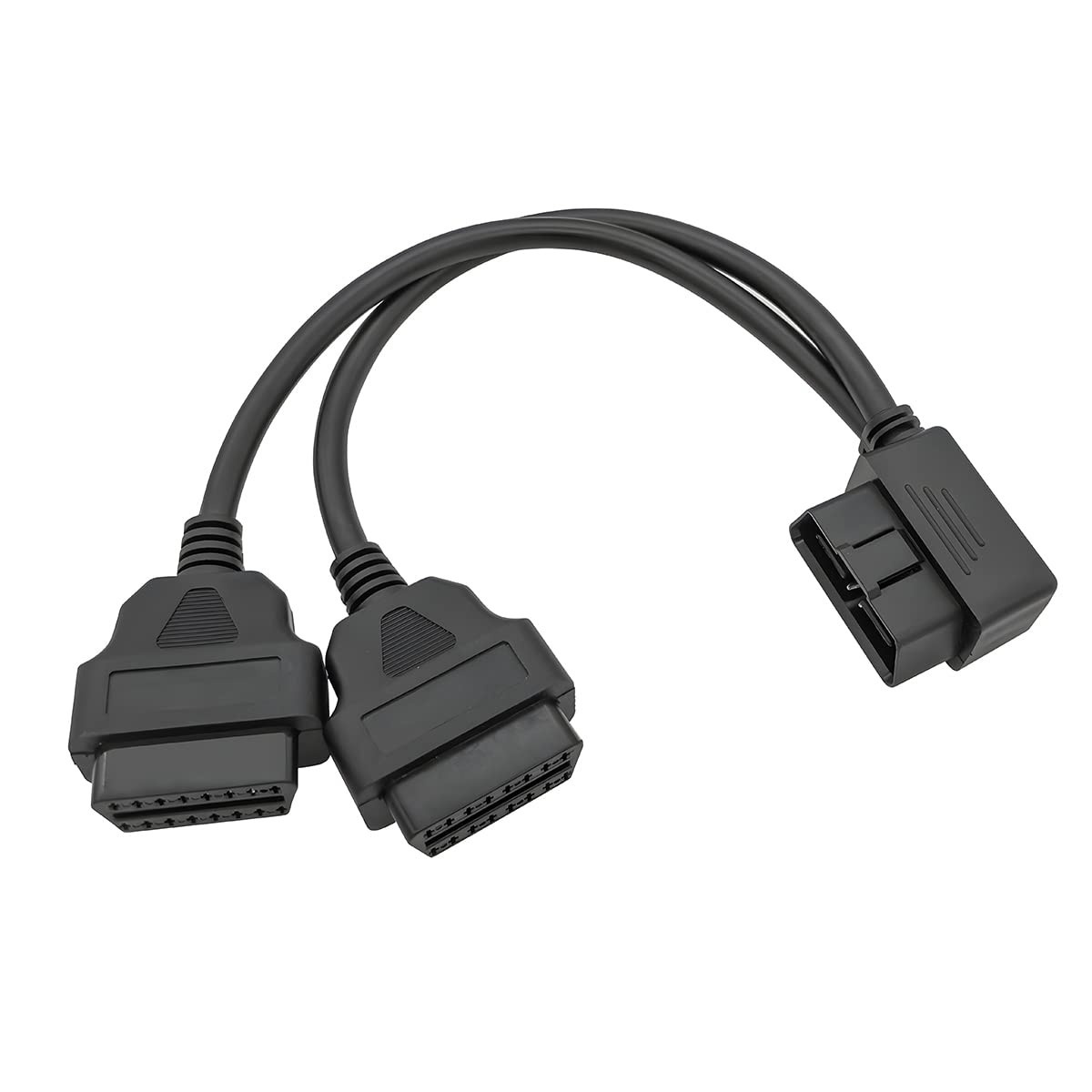 Divisor OBD2 Ângulo Reto 30cm: Cabo Y Extensor 1 Macho 2 Fêmeas Universal