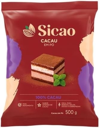Cacau Em Pó Alcalino 100% 500g Sicao