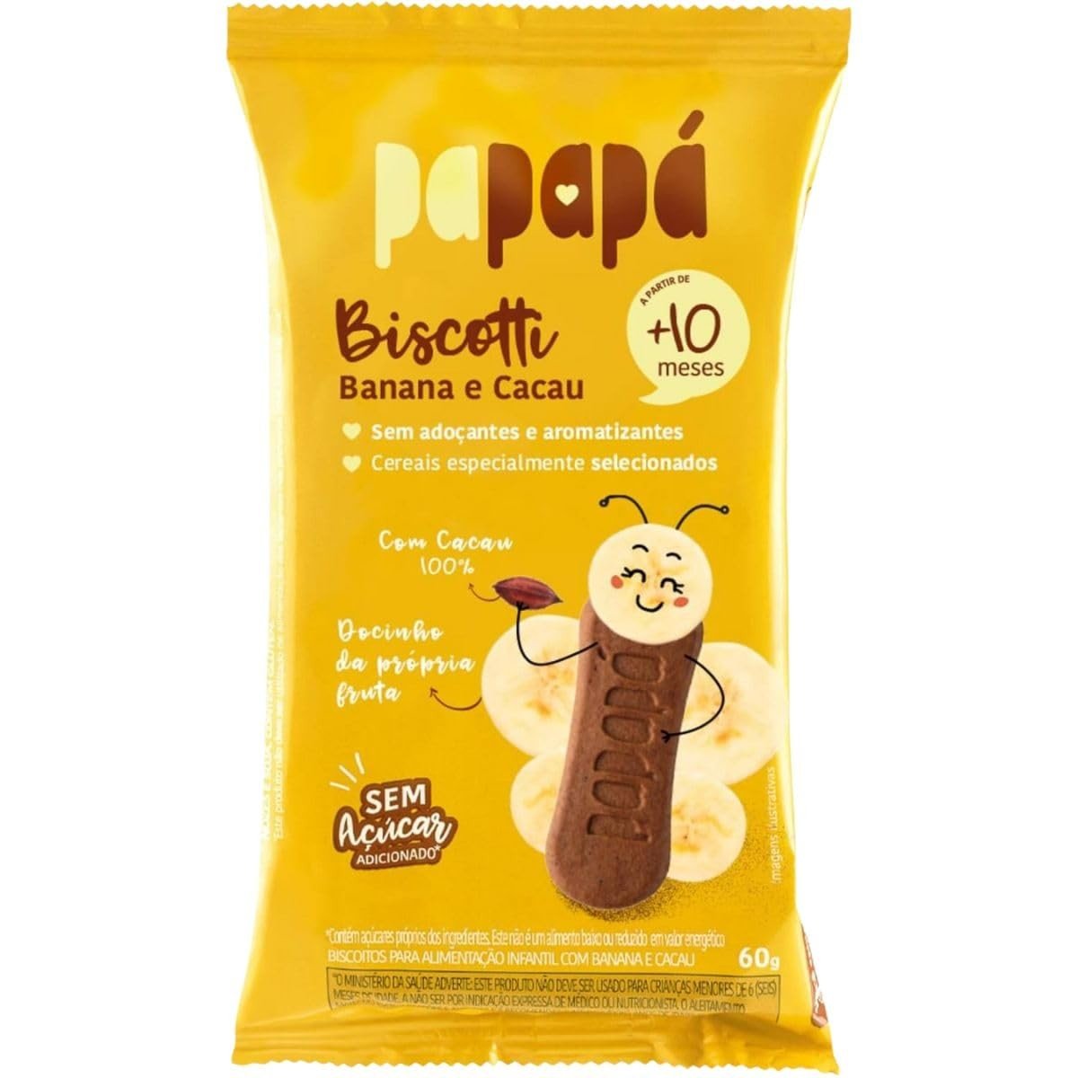 Biscoito de Banana e Cacau 60g - Biscotti Papapá | Crocante e Saudável