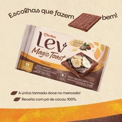 Torrada Lev Magic Toast Cacau e Cereais Marilan 110g Kit 4