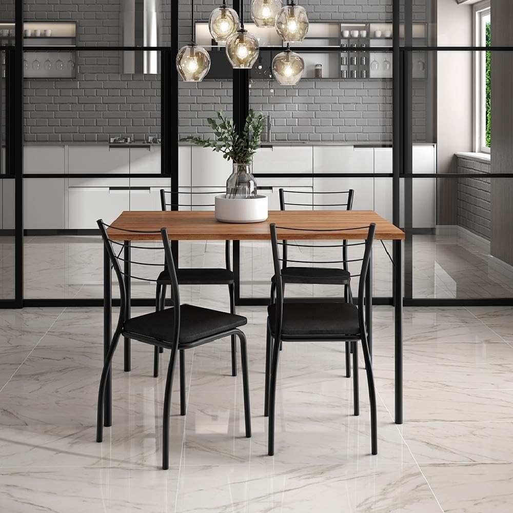 Conjunto Sala de Jantar 4 Cadeiras Valência Carraro Freijó - Design Clássico e Resistente