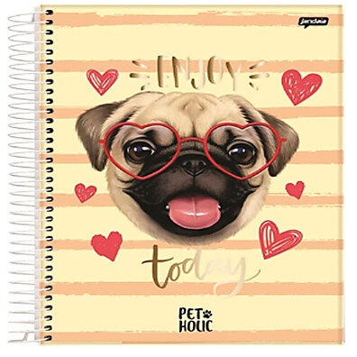 Caderno Espiral Pet Holic FSC - 80 Folhas, Capa Divertida