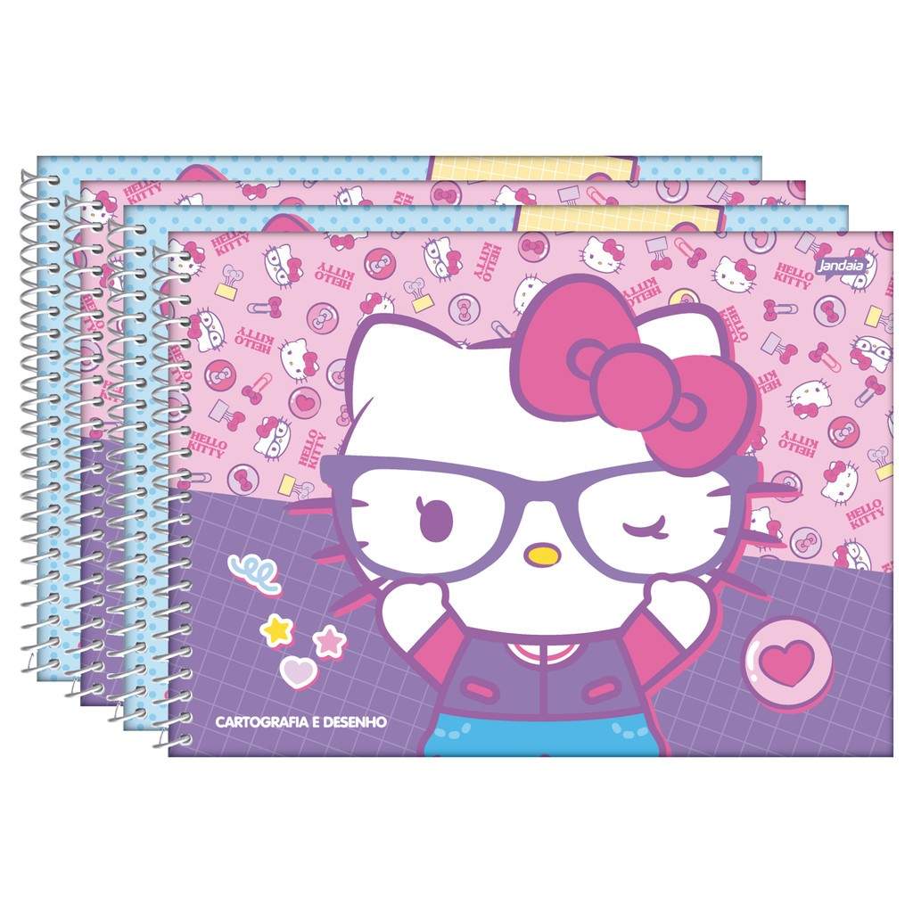 Caderno Hello Kitty 2025: Kit 4 Unidades!