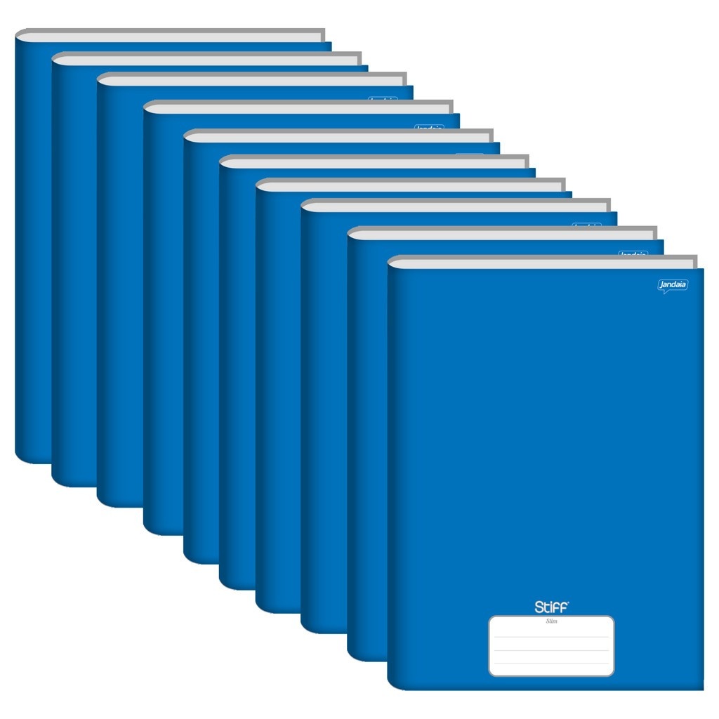 Caderno Jandaia Stiff Azul: Kit 10 Capa Dura