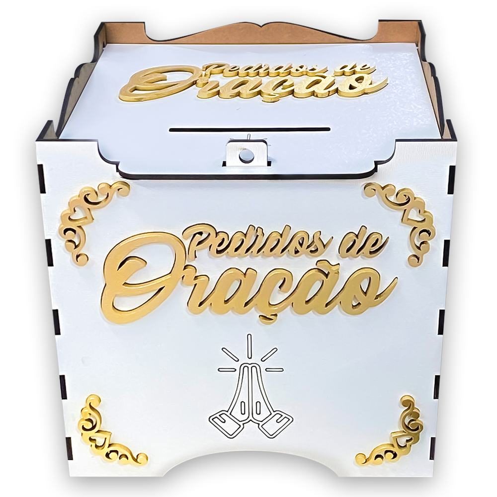 Caixa Cofre de Oração MDF 20x20x20 – Ideal para Igrejas e Eventos Religiosos