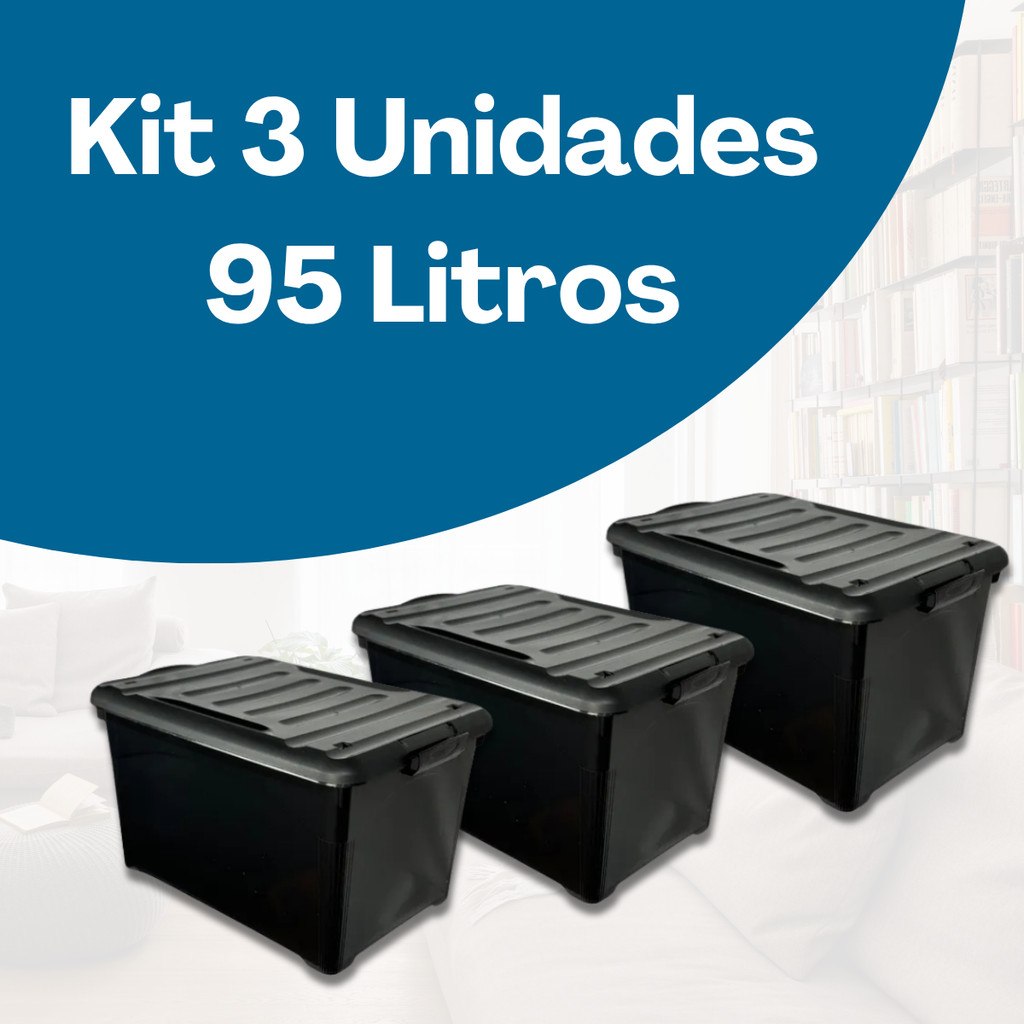 Caixas Organizadoras Injeplastec 95L: Armazenamento Resistente e Versátil