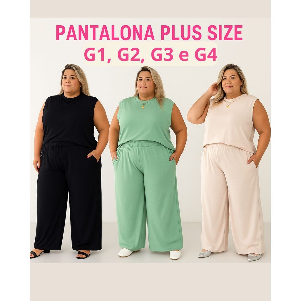 Calça Pantalona Plus Size Confortável – Tamanhos G1 a G4