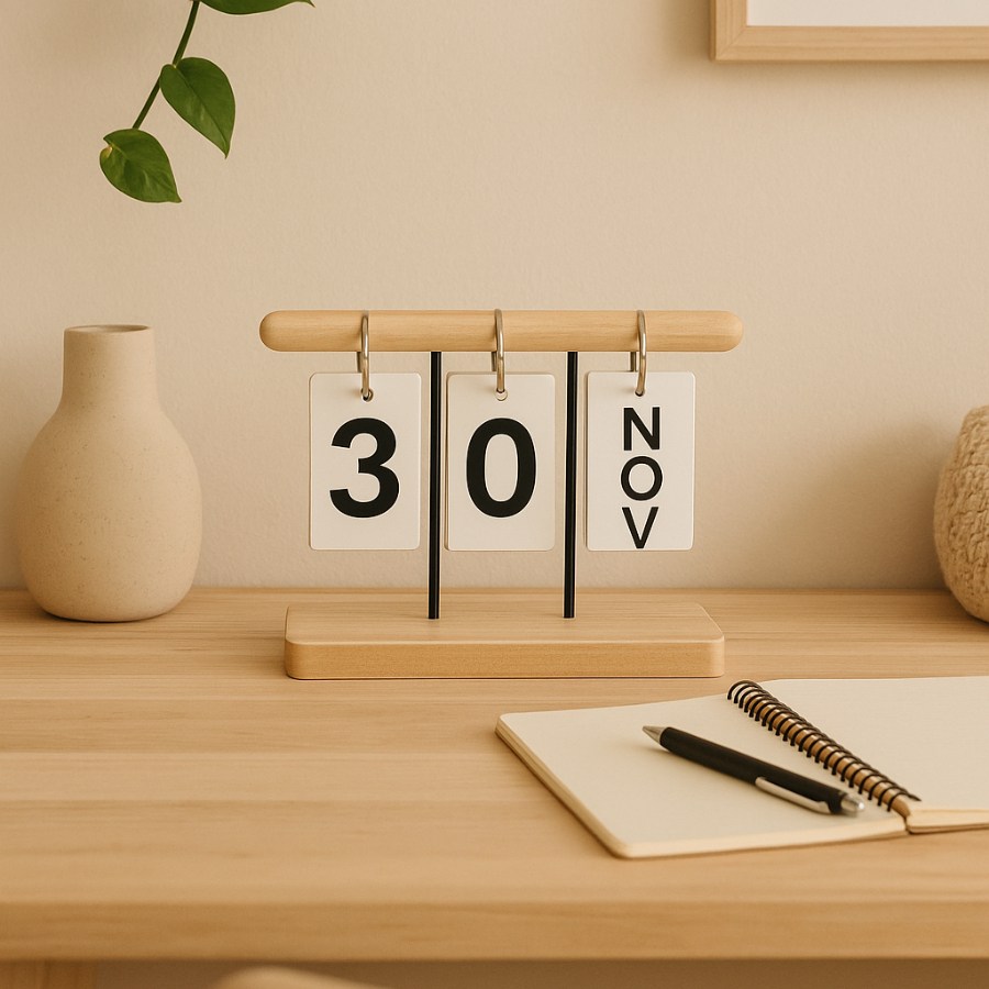 Calendário de Mesa Madeira: Charme e Organização