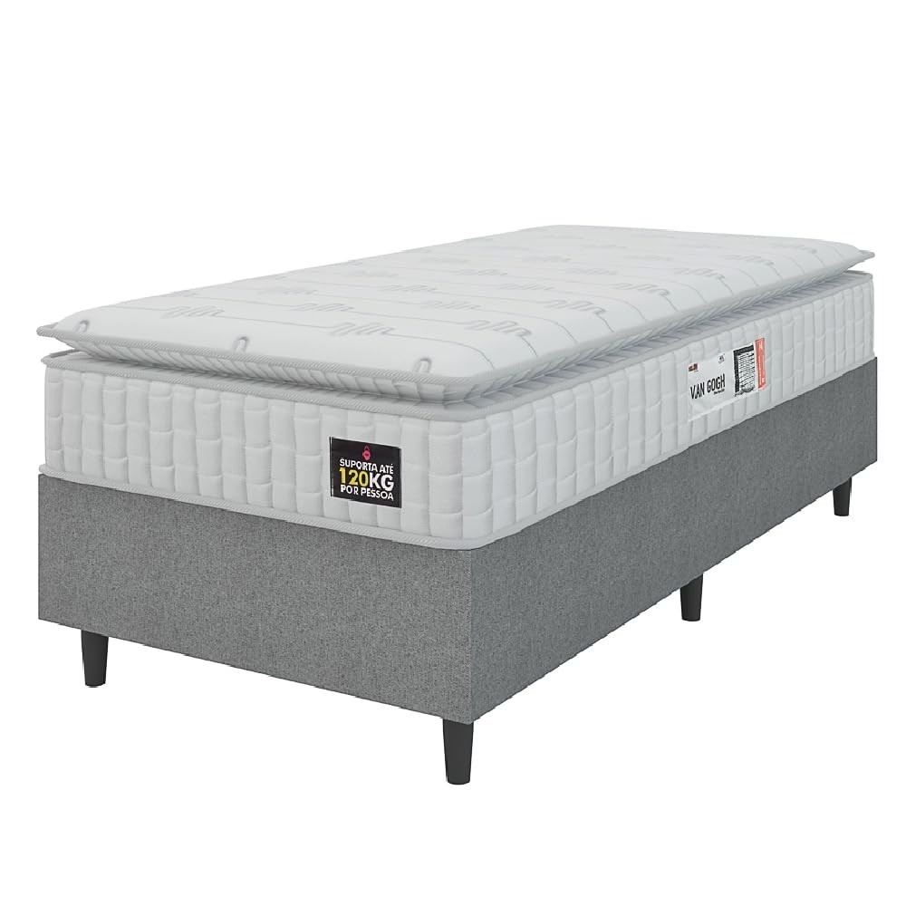 Cama Box Colchão Solteiro Vangogh com Pillow Top - Conforto e Estabilidade em Espuma D33