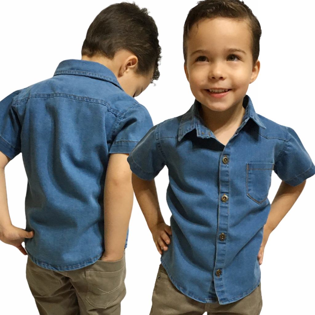 Camisa Jeans Infantil Menino para Festa e Casamento