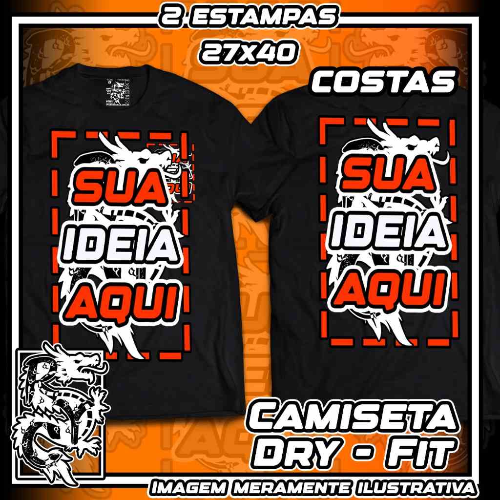 Camiseta DRY FIT 2 Estampas Grandes Personalizada Unissex