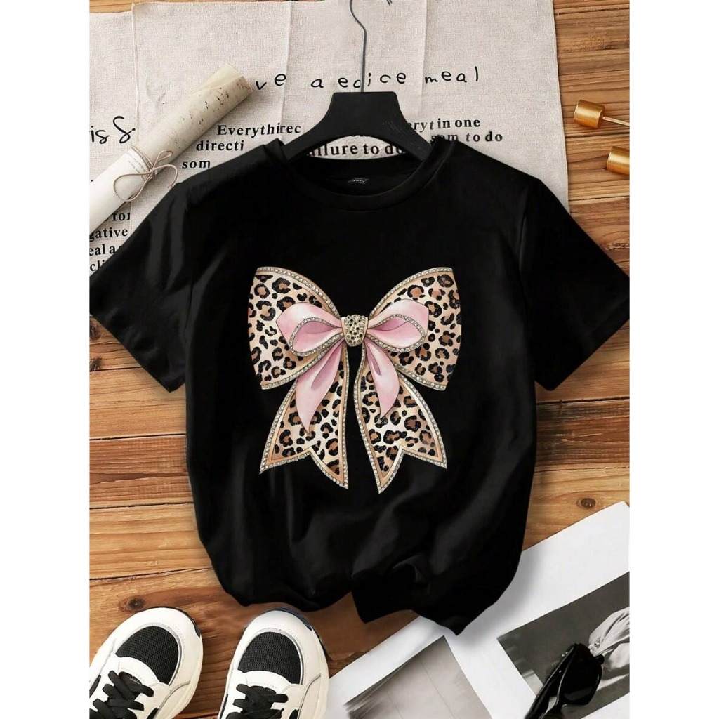 Camiseta Feminina Estampa Leopardo com Laço – Estilo Verão