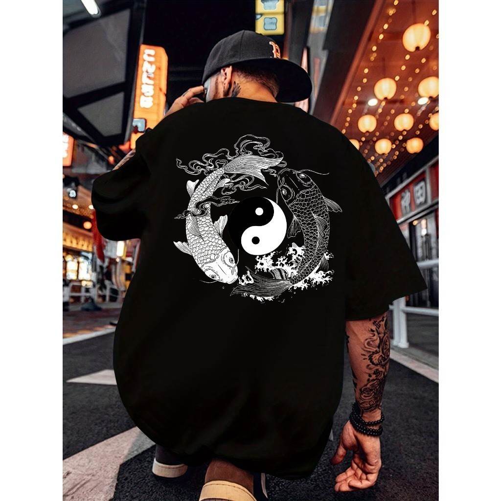 Camiseta Premium Algodão Streetwear Yin Yang Carpa – Envio Imediato
