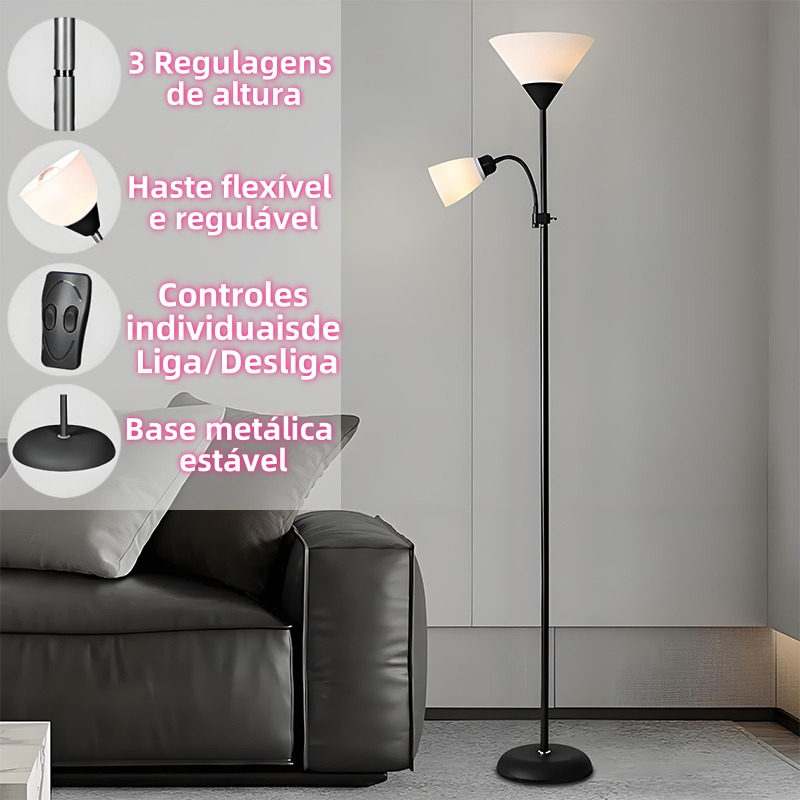 Candeeiro de Pé Moderno 170 cm – Iluminação Perfeita para Leitura e Decoração
