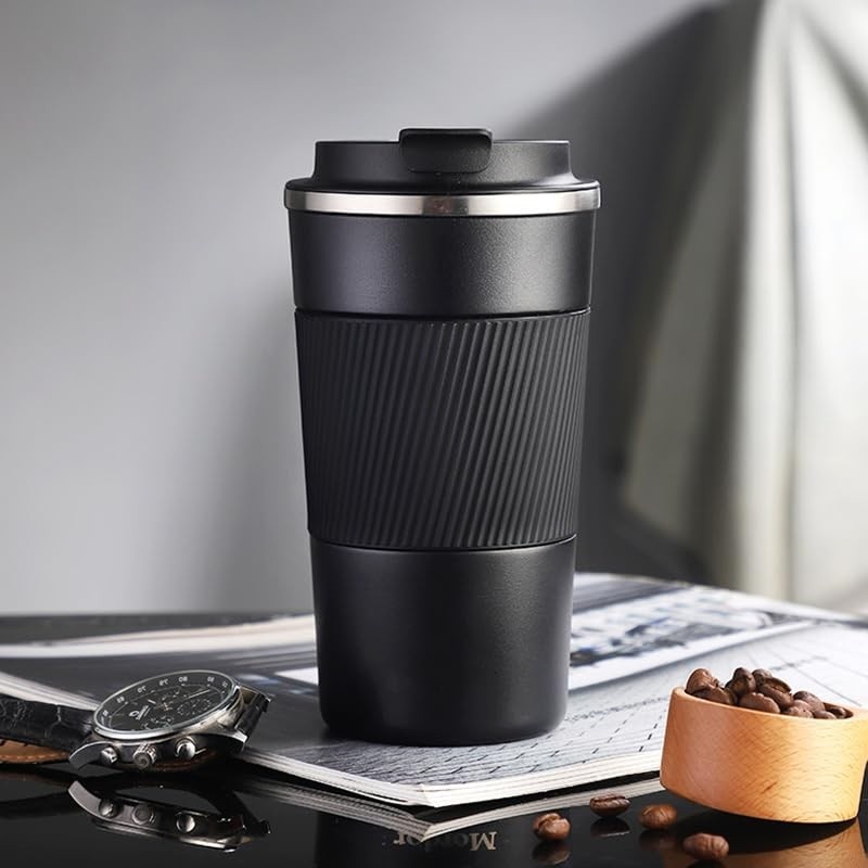 Caneca de Café Térmica Isolada 340g - Aço Inox com Tampa à Prova de Vazamento