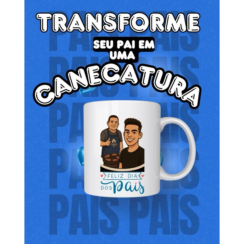 Caneca Caricatura: Presente Dia dos Pais Inesquecível!
