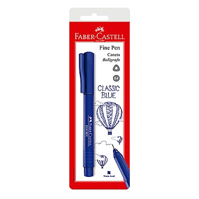 Caneta Hidrográfica Fine Pen Azul 0.4mm Faber-Castell