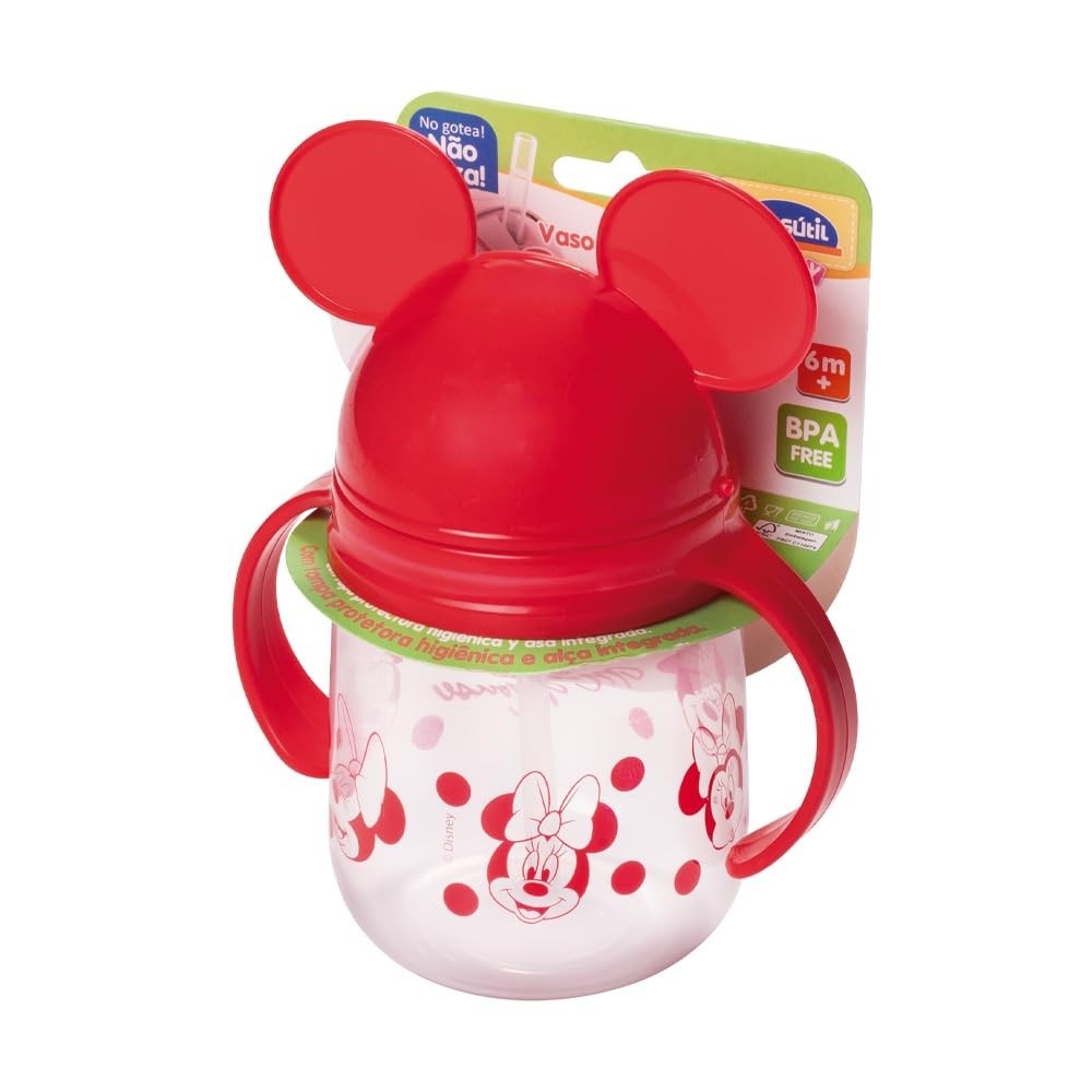 Caneca de Treinamento com Canudo Retrátil Minnie 350ml - Segura, Atóxica e Divertida