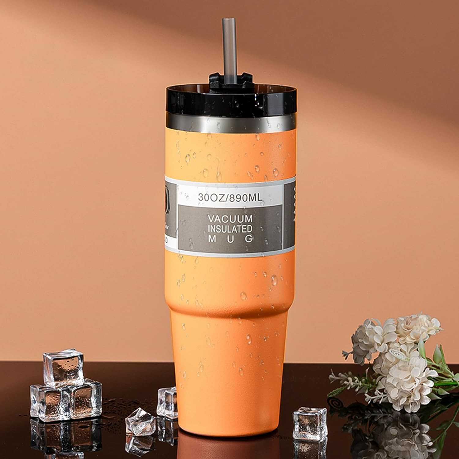 Copo Flip Isolado Aço Inox 850g com Canudo - Mantém Bebidas Quentes e Frias por Horas