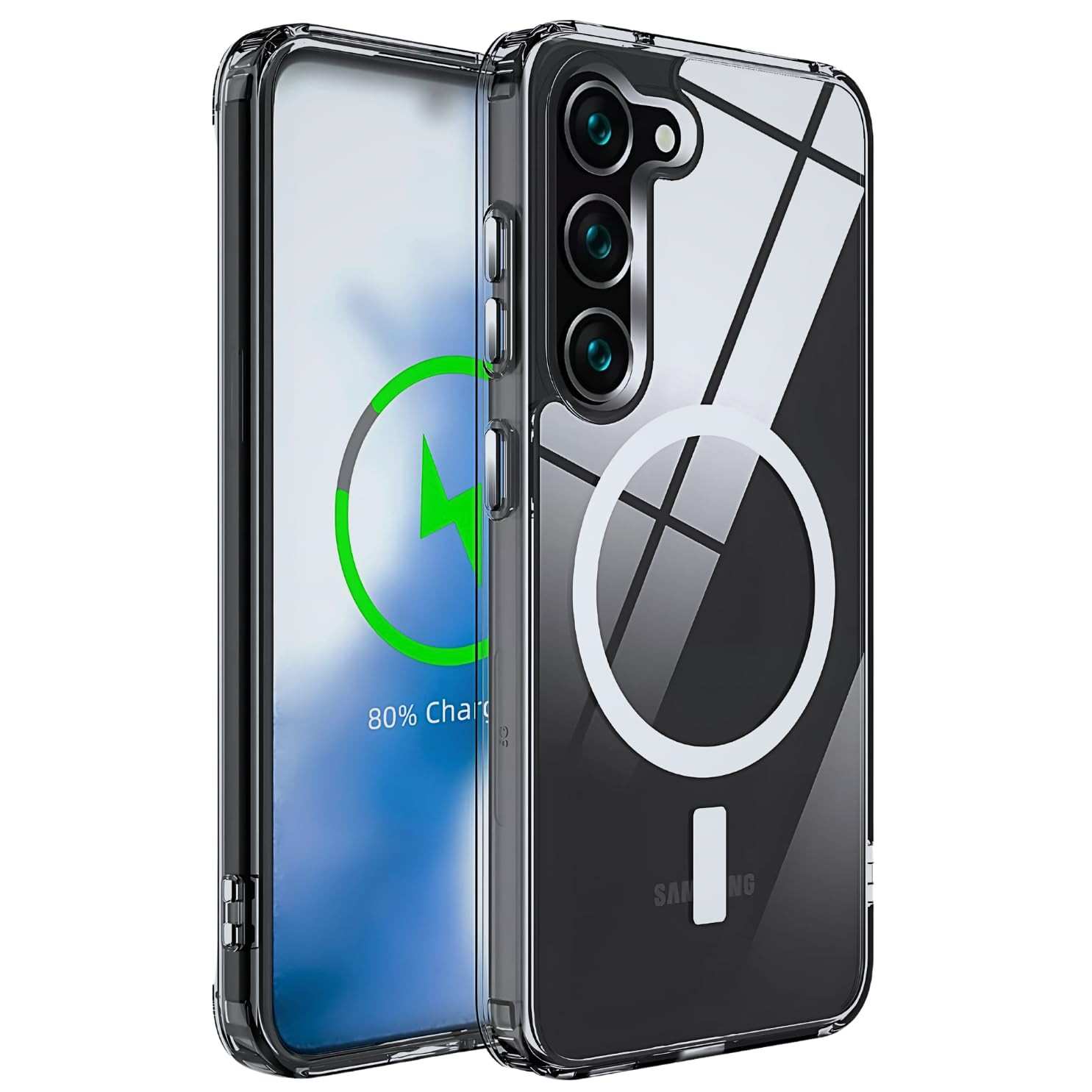 Capa Mag-Safe Transparente Premium para Samsung Galaxy S24+ PLUS: Slim, Anti-Amarelamento e Proteção de Câmera