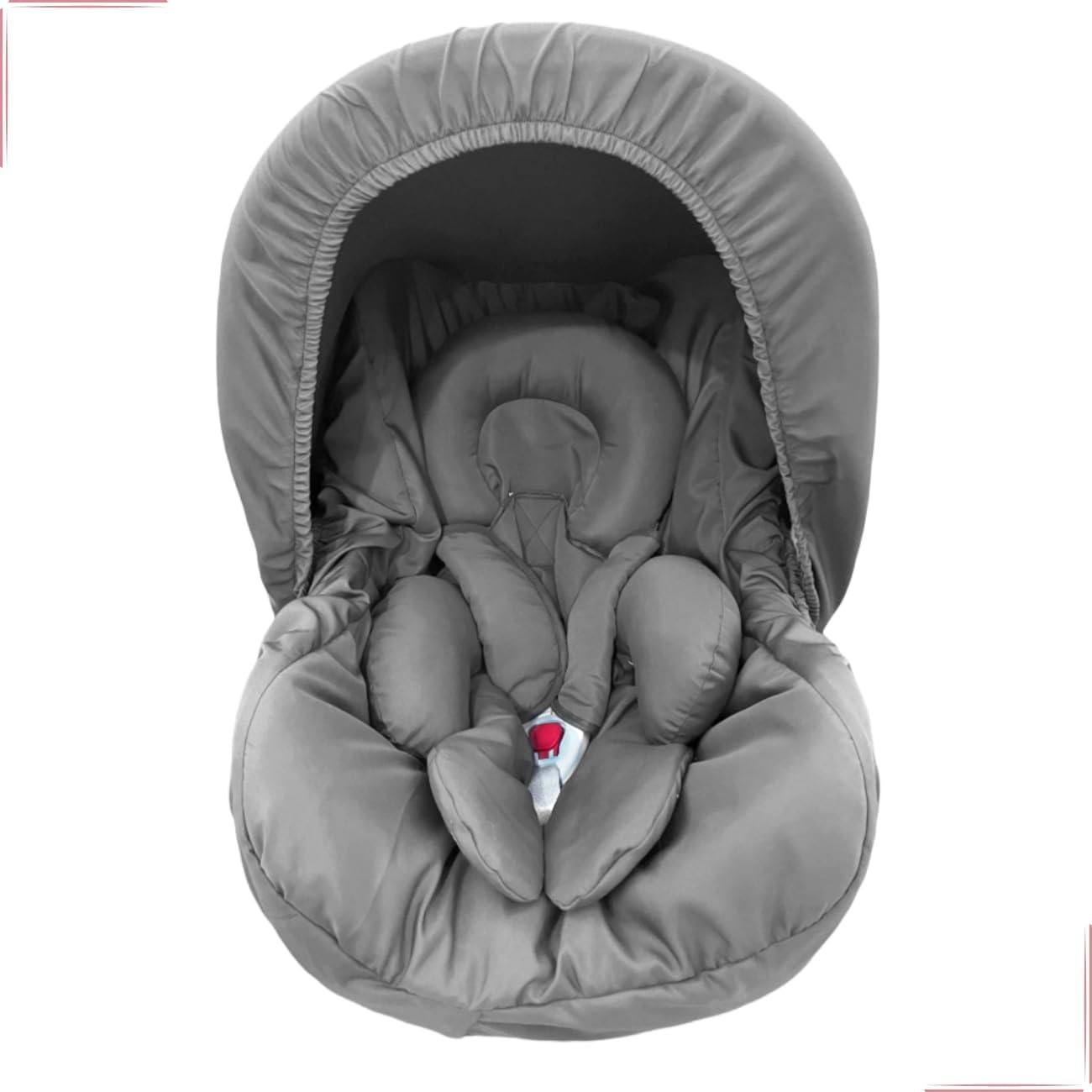 Kit 5 Peças Bebê Conforto: Capa, Protetor Cinto, Capota e Redutor (0-13kg) - Cinza Chumbo