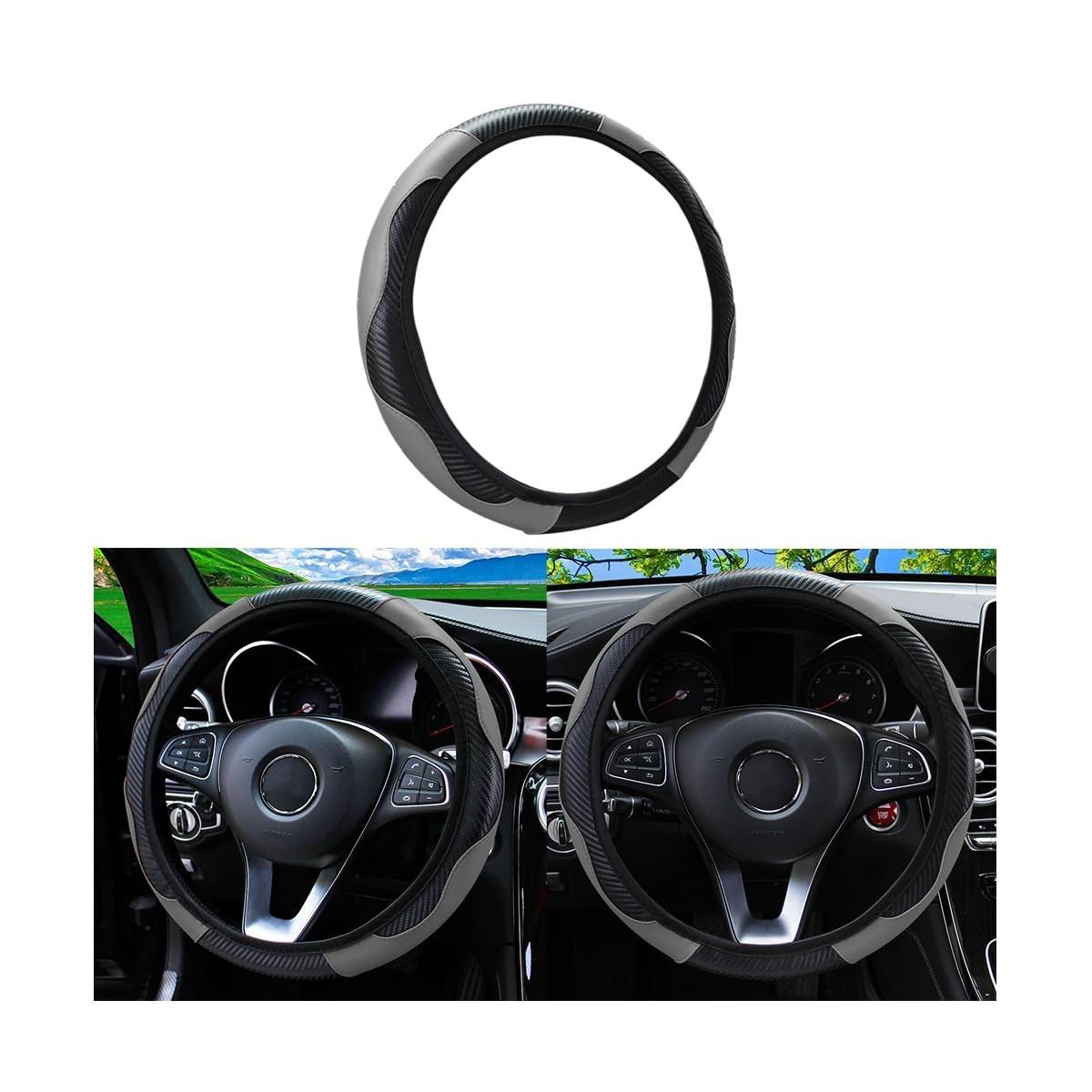 Capa de Volante Esportiva Fibra de Carbono 38cm - Antiderrapante e Respirável