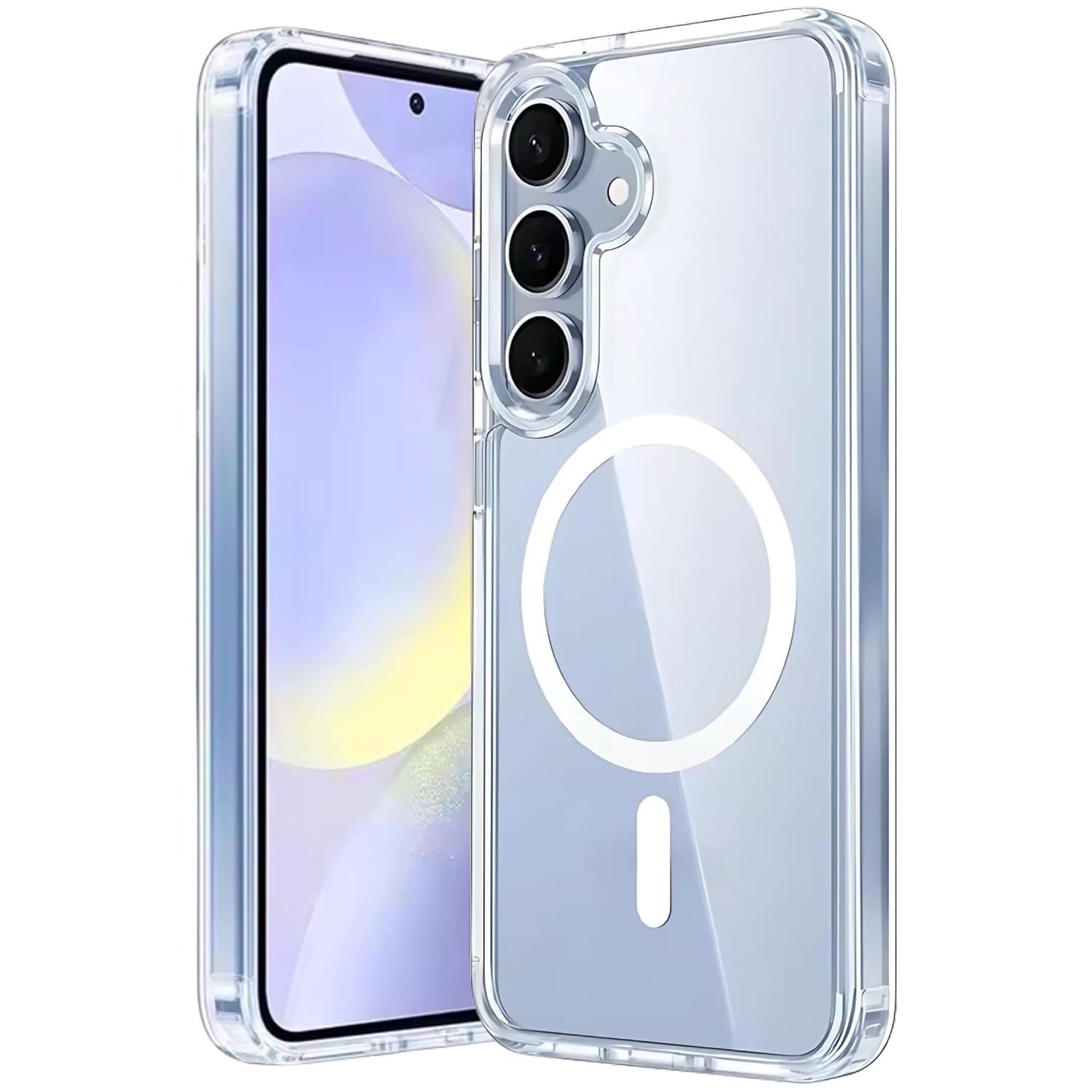 Capa Mag-Safe Transparente Premium para Samsung Galaxy S25: Slim, Anti-Amarelamento e Proteção de Câmera