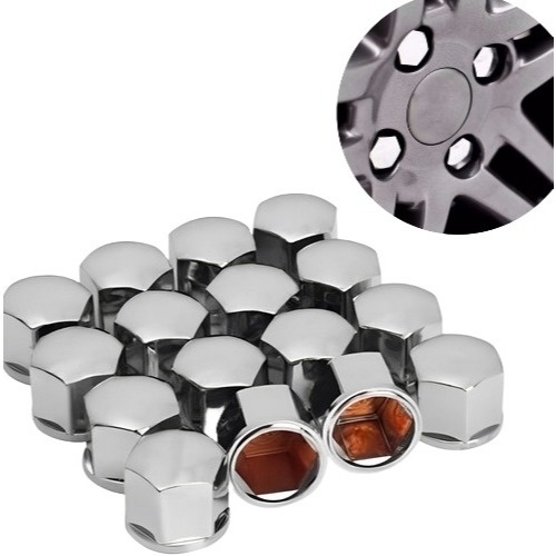 Capas de Parafuso Cromadas 17mm: Kit com 16 Peças para Estilo e Proteção