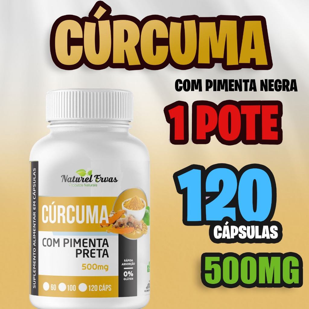 Cúrcuma com Pimenta Negra 500mg - 120 Cápsulas