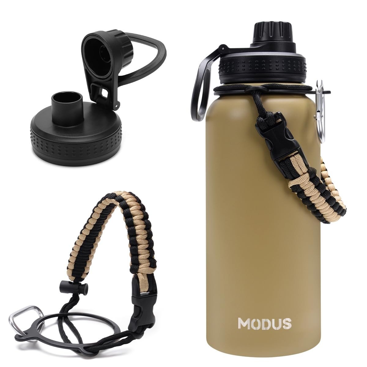 Garrafa Térmica 1000ml Aço Inox - Isolamento Quente e Frio com Alça (Caqui)