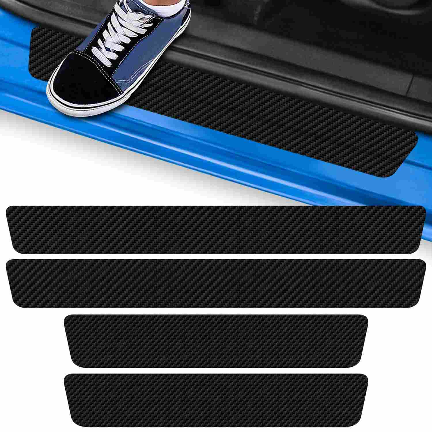 Kit 4 Adesivos Soleira Porta Fibra de Carbono - Proteção Anti Arranhões Premium para TOYOTA