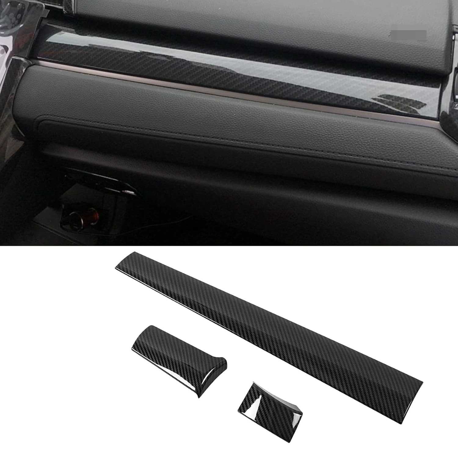 Kit 3 Peças Painel Fibra de Carbono para Honda Civic 10ª Geração (2016-2021) - Upgrade Premium