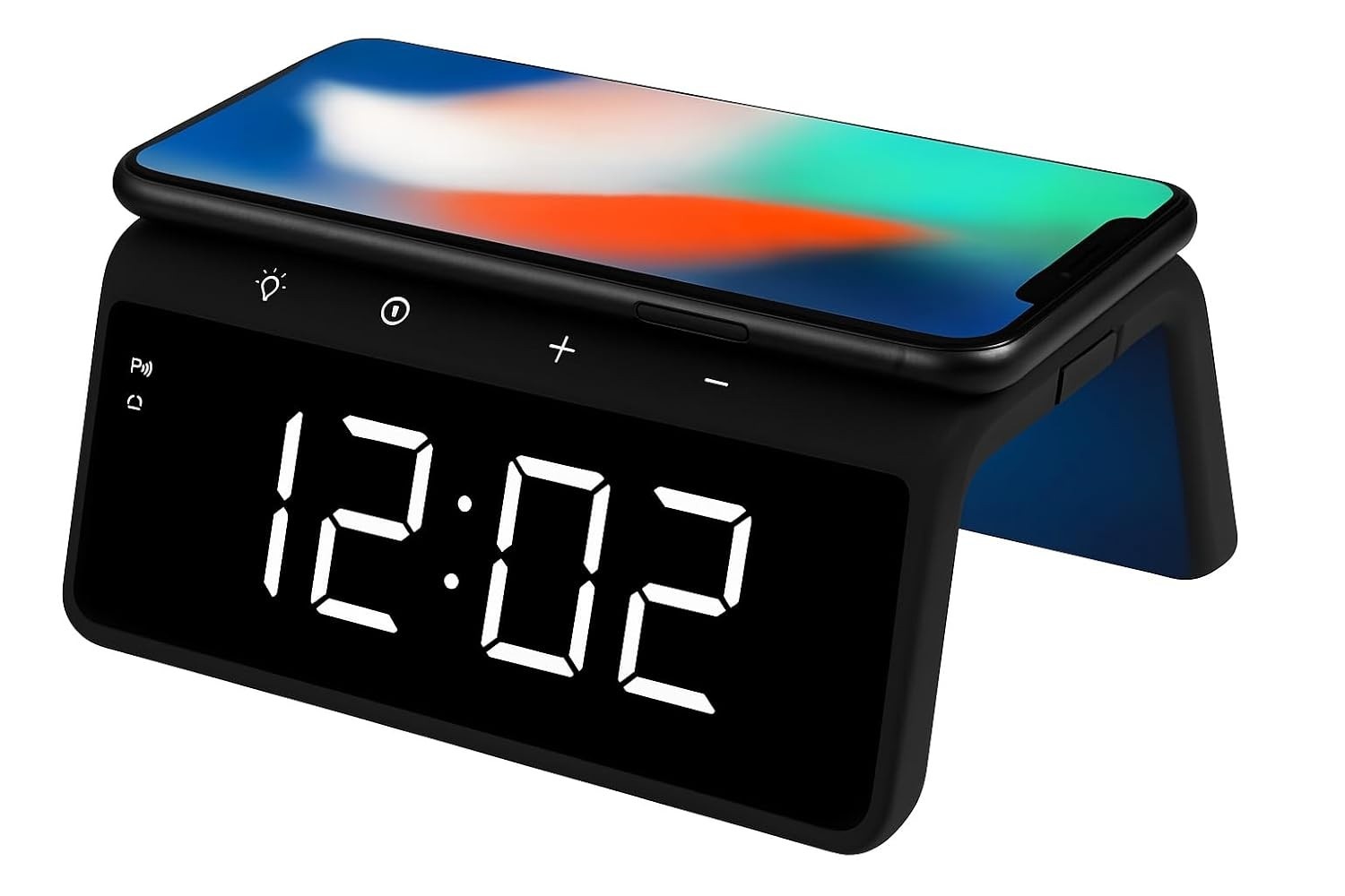 Relógio Despertador Digital com Carregador Indução 15W, Abajur LED RGB e USB-C