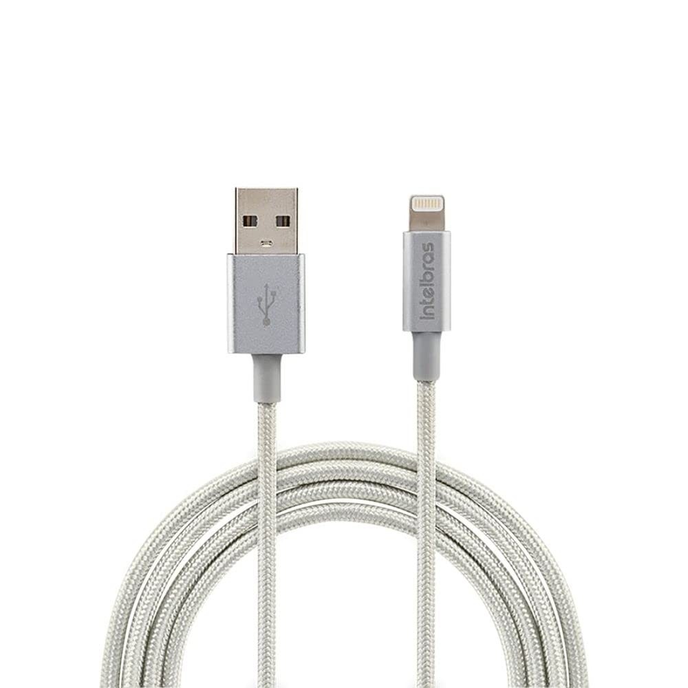 Cabo Lightning Intelbras EUAL 15NB Nylon 1.5m Branco: Carregamento Rápido e Durabilidade para seu iPhone/iPad