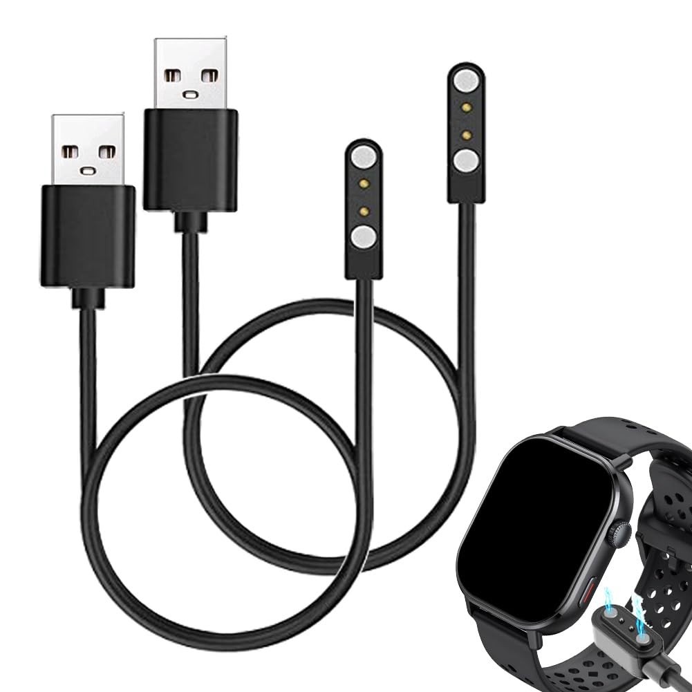 Kit 2 Cabos Carregadores Magnéticos p/ Smartwatch Jugeman P131 (5.2cm) - Carregamento Seguro e Prático