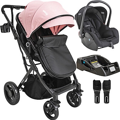 Carrinho Kiddo Vox II com Bebê Conforto Rosa – Completo e Prático!