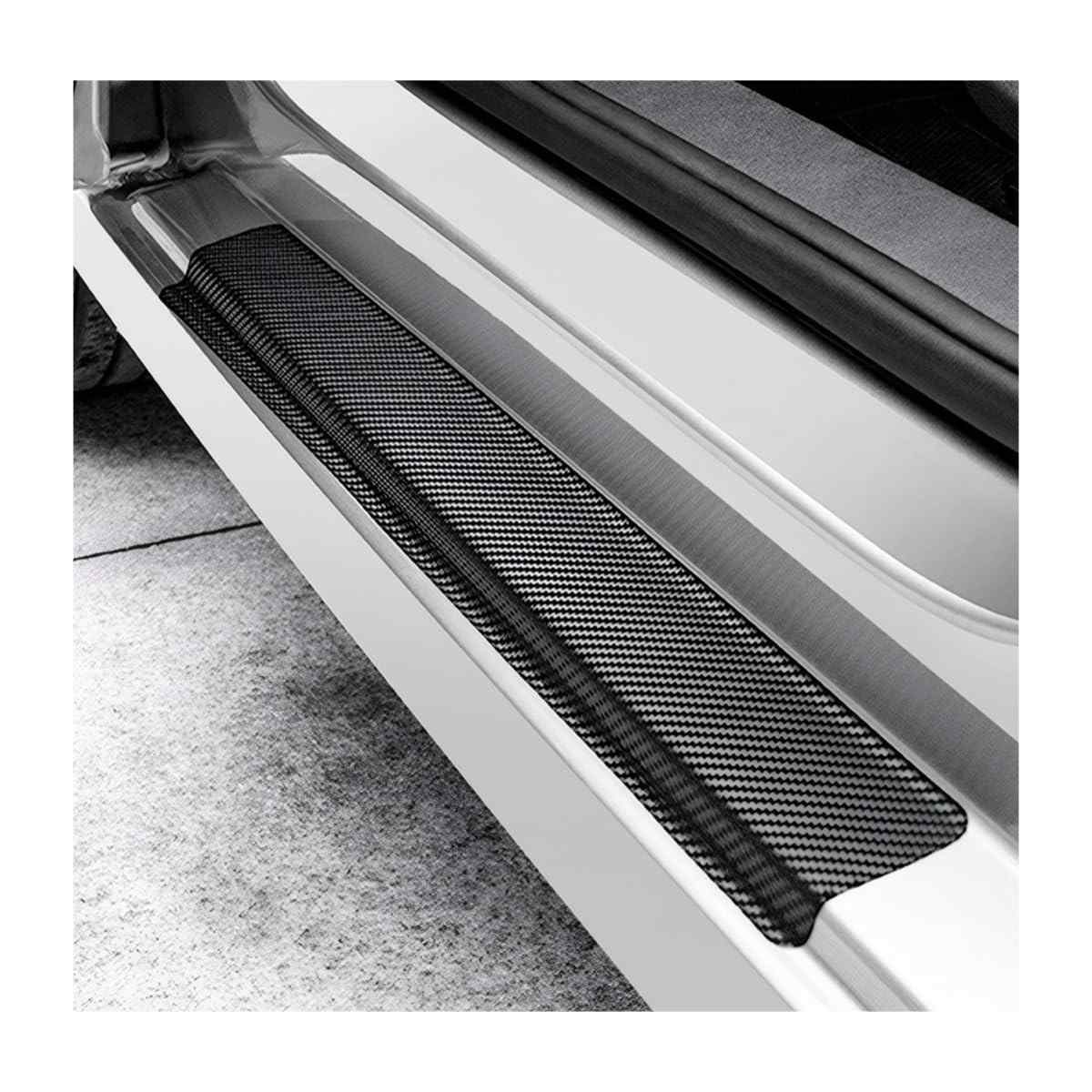 Protetores de Soleira Fibra de Carbono 4 Peças Universal Antirrisco - Proteção e Estilo para Seu Carro