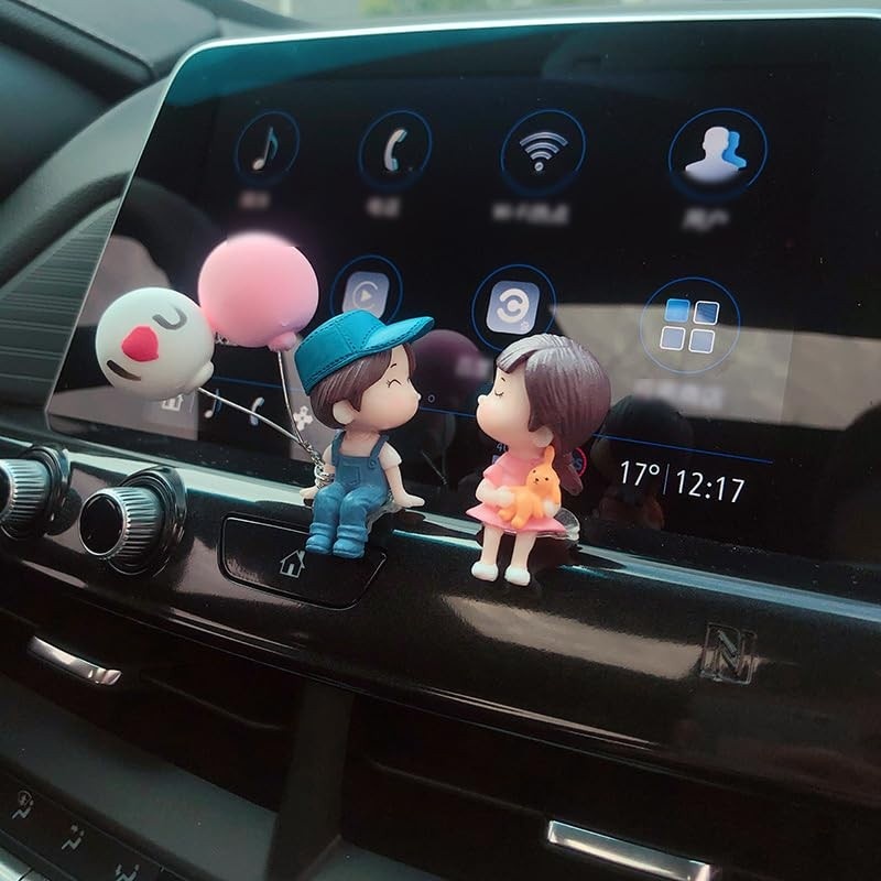 Decoração de Carro: Casal de Desenhos Animados Fofos para Painel - Toque Romântico e Divertido