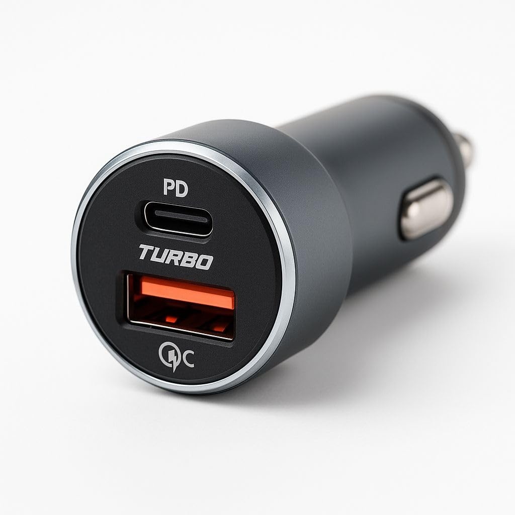Carregador Veicular Turbo 60W USB-C PD + USB-A QC 4.0: Potência e Estilo para Seu Carro