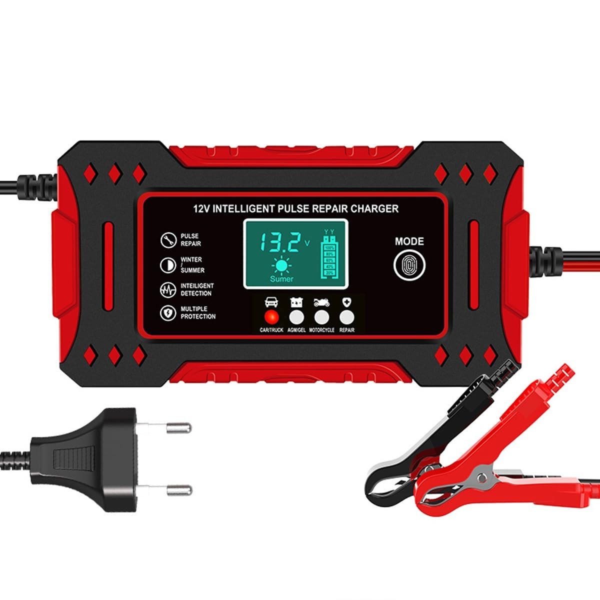 Carregador Inteligente 12V Bivolt: Potencialize Baterias de Carro, Moto e Caminhão com Display Digital e Segurança Total