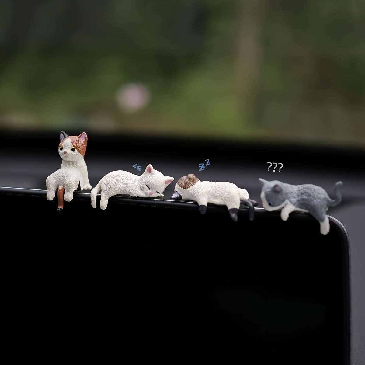 Decoração de Painel de Carro: Kit 4 Gatinhos Fofos em ABS para Personalizar seu Veículo