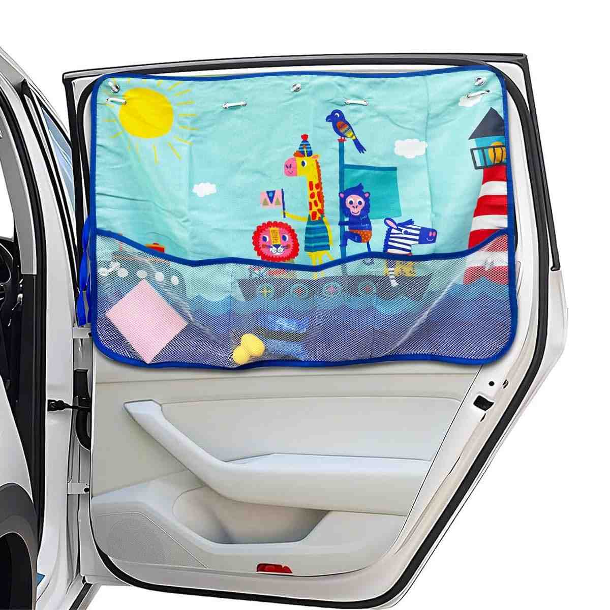 Persiana Bebê Carro Desenho Animado Bloqueia Sol e Calor | Proteção UV Janela Lateral