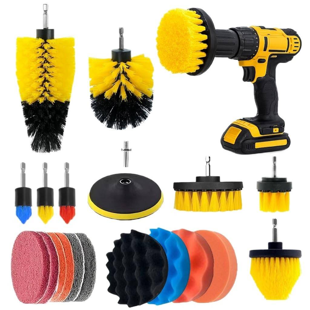 Kit Escova para Furadeira 19 Peças: Limpeza Profissional para Casa e Carro
